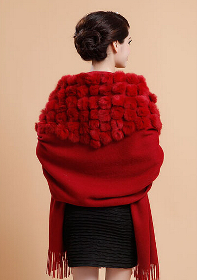 Pretty Bridal Fringed Wool Scarf Shawls Women Winter Warm Solid Panties 200*70CM - Dark Red