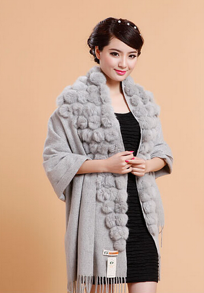 Pretty Bridal Fringed Wool Scarf Shawls Women Winter Warm Solid Panties 200*70CM - Grey