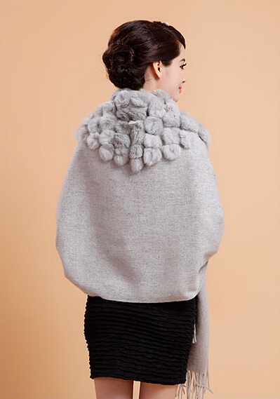 Pretty Bridal Fringed Wool Scarf Shawls Women Winter Warm Solid Panties 200*70CM - Grey