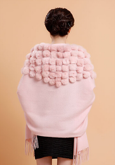 Pretty Bridal Fringed Wool Scarf Shawls Women Winter Warm Solid Panties 200*70CM - Pink