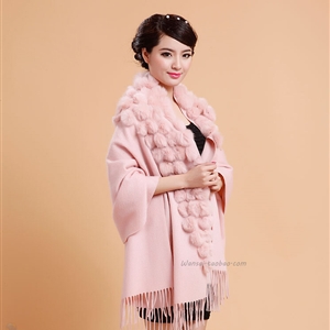 Pretty Bridal Fringed Wool Scarf Shawls Women Winter Warm Solid Panties 200*70CM - Pink