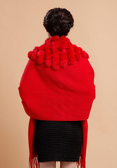 Pretty Bridal Fringed Wool Scarf Shawls Women Winter Warm Solid Panties 200*70CM - Red