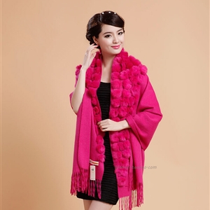 Pretty Bridal Fringed Wool Scarf Shawls Women Winter Warm Solid Panties 200*70CM - Rose