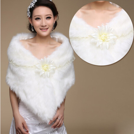 Pretty Bridal Lace Floral Rabbit Wool Scarf Shawls Women Winter Warm Solid Panties 100*30CM - White