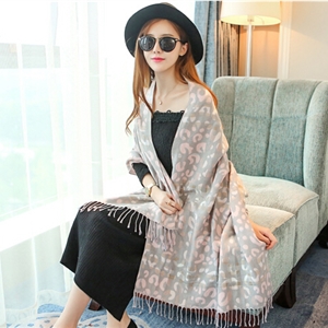 Pretty Leopard Print Scarf Shawls Women Winter Warm Cashmere Panties 180*70CM - Pink