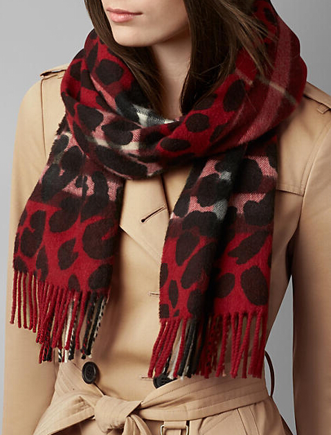 Pretty Leopard Print Scarf Shawls Women Winter Warm Cashmere Panties 180*70CM - Red