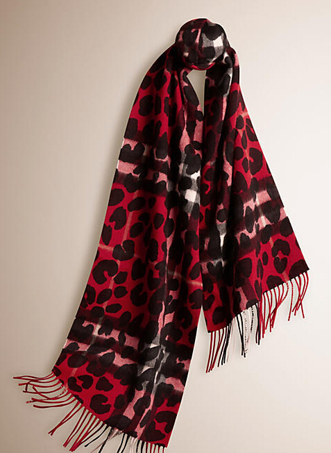 Pretty Leopard Print Scarf Shawls Women Winter Warm Cashmere Panties 180*70CM - Red