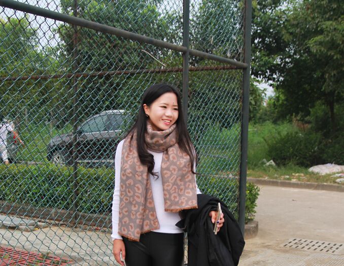 Pretty Leopard Print Scarves Wrap Women Winter Warm Cashmere Panties 195*70CM - Grey