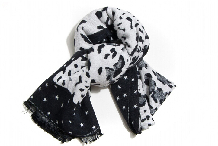 Quality Leopard Print Scarf Shawls Women Winter Warm Cashmere Panties 180*30CM - Black