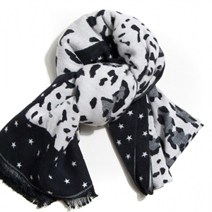 Quality Leopard Print Scarf Shawls Women Winter Warm Cashmere Panties 180*30CM - Black