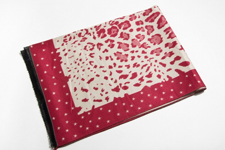 Quality Leopard Print Scarf Shawls Women Winter Warm Cashmere Panties 180*30CM - Bordeaux
