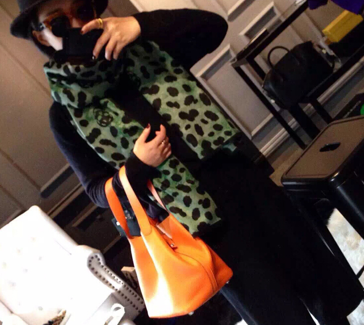 Quality Leopard Print Scarf Shawls Women Winter Warm Cashmere Panties 180*70CM - Green