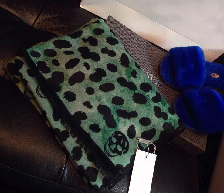 Quality Leopard Print Scarf Shawls Women Winter Warm Cashmere Panties 180*70CM - Green