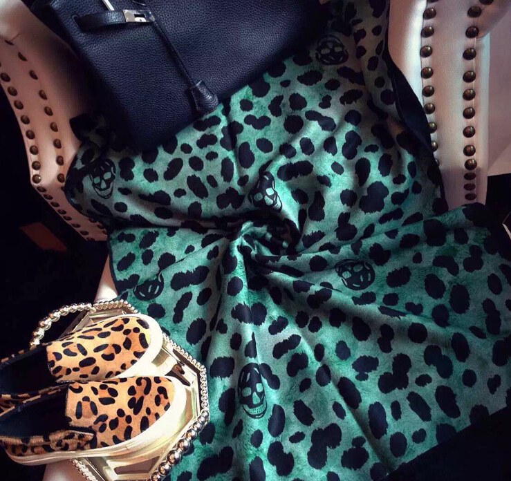 Quality Leopard Print Scarf Shawls Women Winter Warm Cashmere Panties 180*70CM - Green