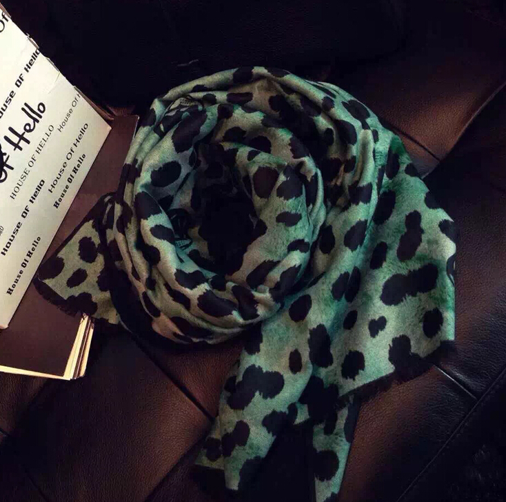 Quality Leopard Print Scarf Shawls Women Winter Warm Cashmere Panties 180*70CM - Green