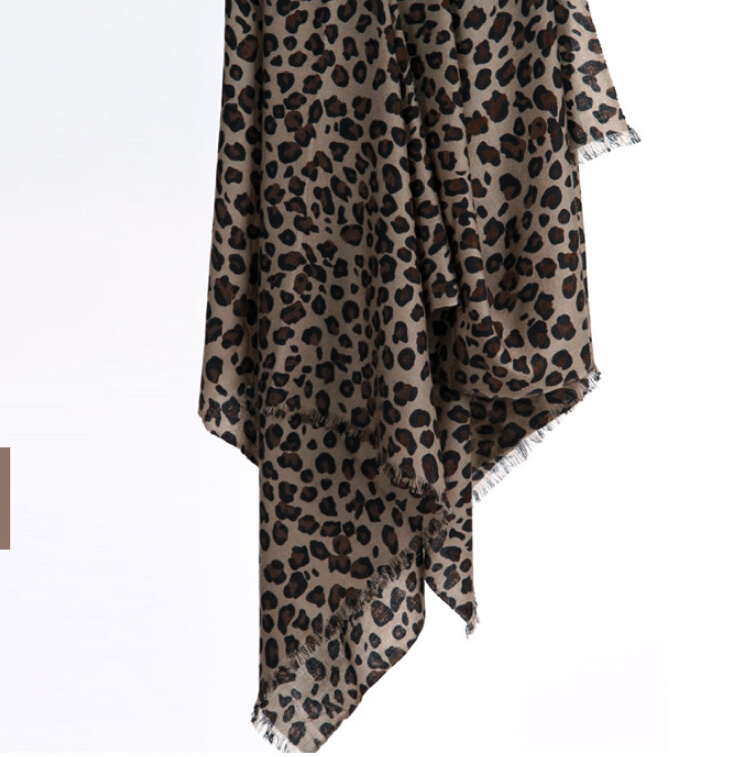 Quality Leopard Print Scarf Shawls Women Winter Warm Wool Panties 185*70CM - Brown