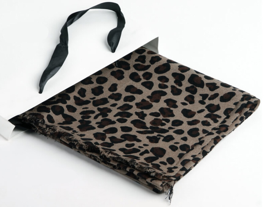 Quality Leopard Print Scarf Shawls Women Winter Warm Wool Panties 185*70CM - Brown