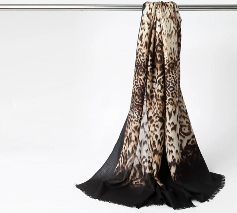 Quality Leopard Print Scarf Shawls Women Winter Warm Wool Panties 200*70CM - Brown
