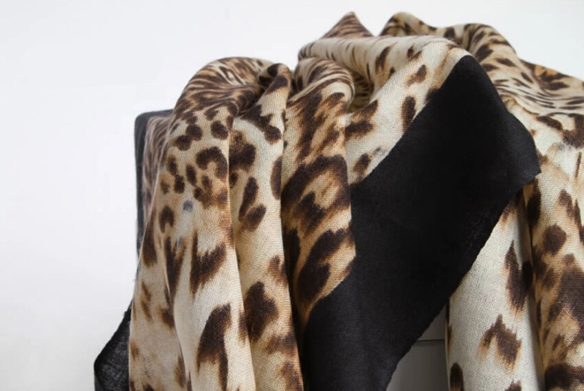 Quality Leopard Print Scarf Shawls Women Winter Warm Wool Panties 200*70CM - Brown