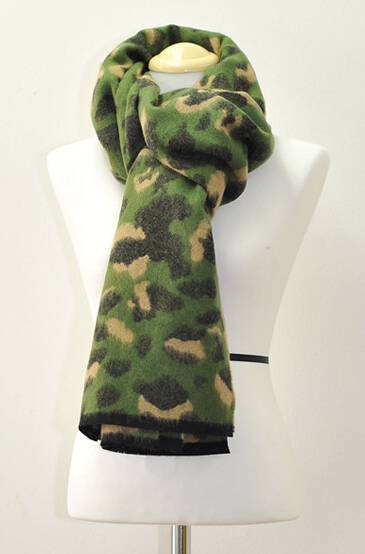 Quality Leopard Print Scarf Shawls Women Winter Warm Wool Panties 221*50CM - Green