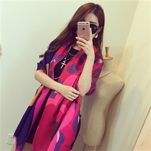 Unique Floral Cow Print Scarf Shawls Women Winter Warm Wool Panties 200*60CM - Rose