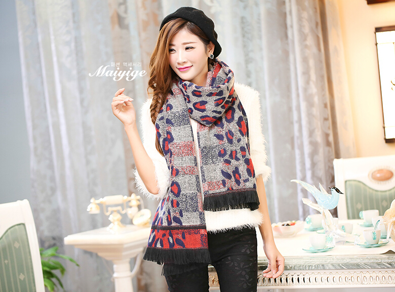 Unique Leopard Print Scarves Wrap Women Winter Warm Cashmere 200*65CM - Colorful