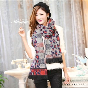 Unique Leopard Print Scarves Wrap Women Winter Warm Cashmere 200*65CM - Colorful