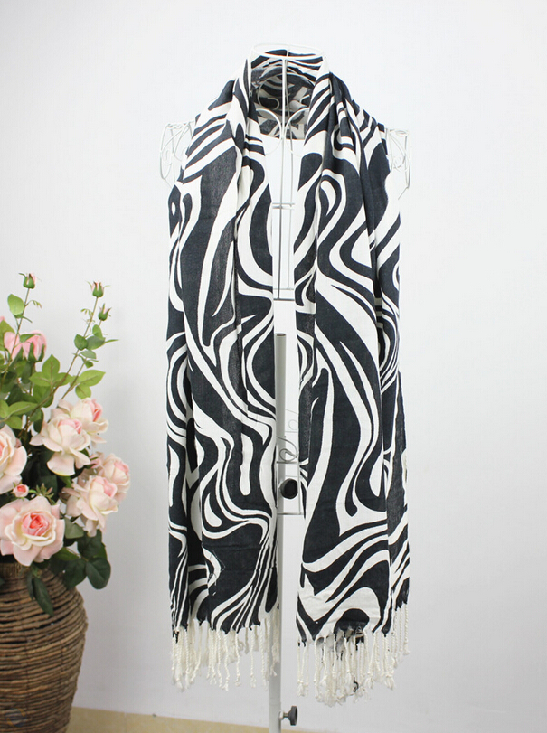 Unique Zebra Print Scarves Wrap Women Winter Warm Cashmere 190*65CM - Black