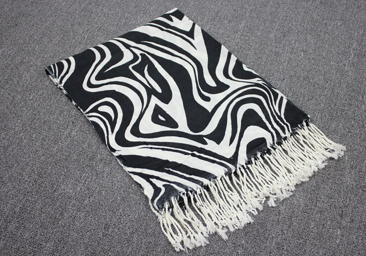 Unique Zebra Print Scarves Wrap Women Winter Warm Cashmere 190*65CM - Black
