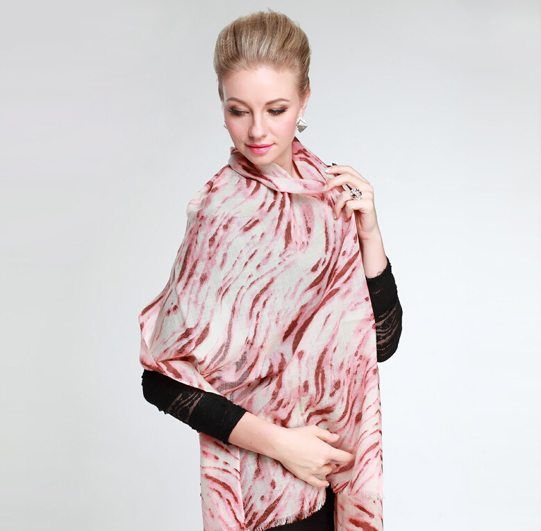 Unique Zebra Print Scarves Wrap Women Winter Warm Wool 190*65CM - Pink