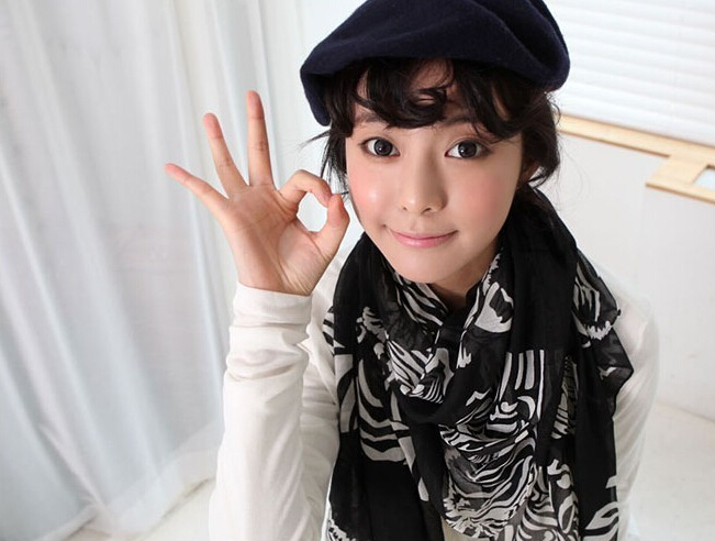 Zebra Print Scarf Scarves For Women Winter Warm Cotton Panties 180*100CM - Black