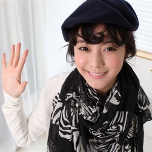 Zebra Print Scarf Scarves For Women Winter Warm Cotton Panties 180*100CM - Black