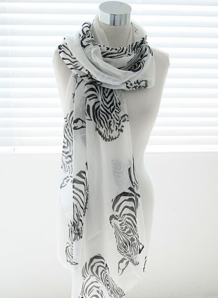 Zebra Print Scarf Scarves For Women Winter Warm Cotton Panties 180*100CM - White