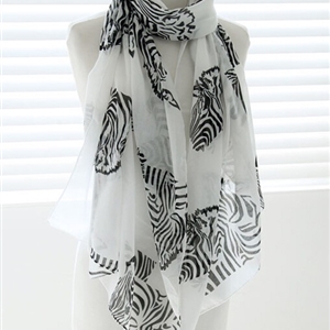 Zebra Print Scarf Scarves For Women Winter Warm Cotton Panties 180*100CM - White
