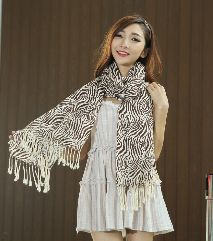 Zebra Print Scarves Wrap Women Winter Warm Cashmere Panties 200*70CM - Brown
