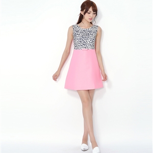 Beautiful Dresses Fall Ladies Leopard Print Zipper Bowknot - Pink