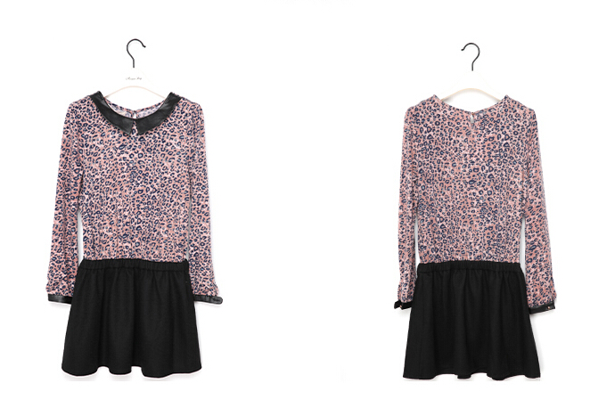 Beautiful Dresses Spring Ladies Leopard Print Round Neck Sweet - Purple