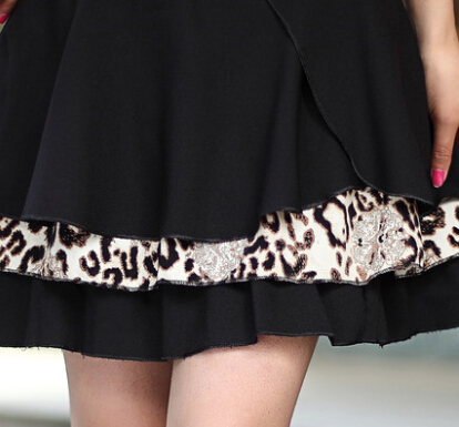 Classy Dresses Spring Ladies Printed Leopard Print Semi - Black