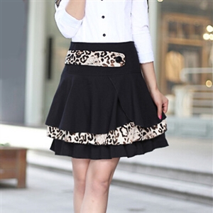 Classy Dresses Spring Ladies Printed Leopard Print Semi - Black