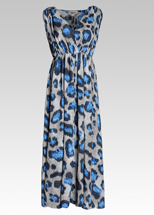 Classy Dresses Summer Girls Chiffon Printed Leopard Print Long - Blue