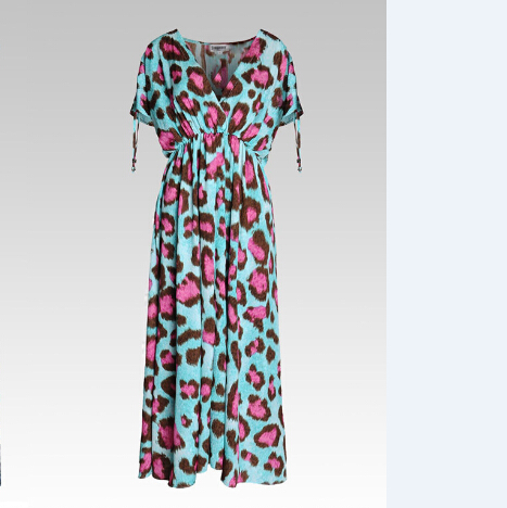 Classy Dresses Summer Girls Chiffon Printed Leopard Print Long - Rose