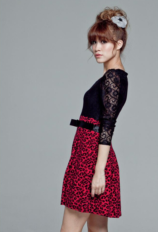 Cute Dresses Spring Girls Printed Long Sleeve Leopard Print Floral - Rose