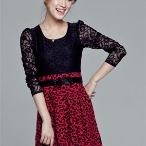 Cute Dresses Spring Girls Printed Long Sleeve Leopard Print Floral - Rose