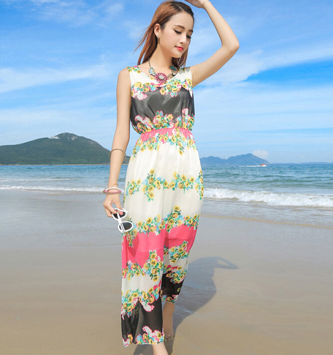 Cute Dresses Summer Girls Affordable Flower Bohemian Coast Chiffon Long - Colorful