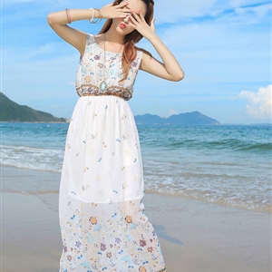 Cute Dresses Summer Girls Affordable Flower Bohemian Coast Chiffon Long - White