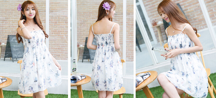 Cute Dresses Summer Girls Affordable Flower Bohemian Coast Chiffon - White Purple