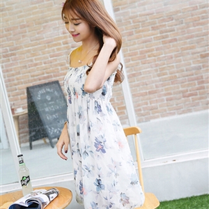 Cute Dresses Summer Girls Affordable Flower Bohemian Coast Chiffon - White Purple