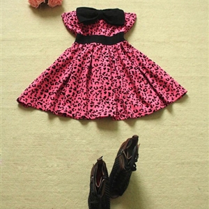 Cute Dresses Winter Ladies Printed Leopard Print Bowknot Short Strapless - Rose
