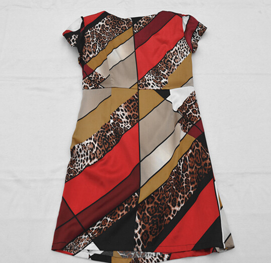 Dresses Summer Girls Silk Printed Leopard Print Geometric Patterns Plus Size - Red