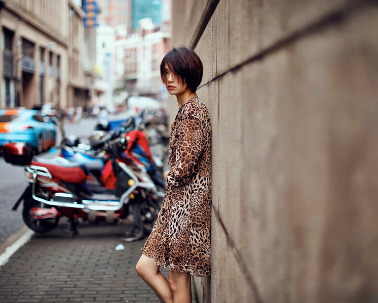 Elegant Dresses Fall Leopard Print Women Long Sleeve Ruffle - Coffee